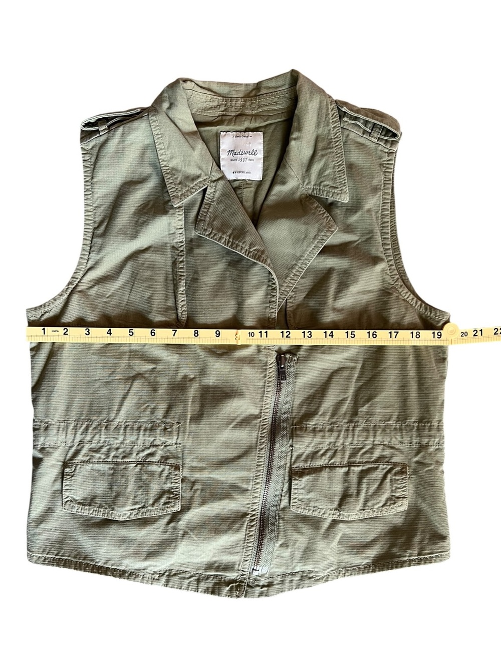 Madewell Olive Utility Vest Sleeveless Zip Front - Picture 7 of 9